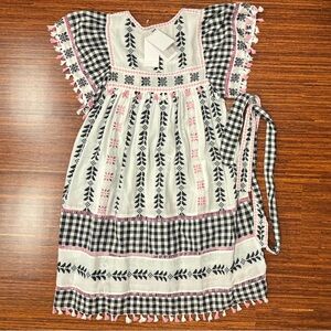 Dodo Bar Or White Pink Black Tassel
Embroidered Mini Dress Medium NWT